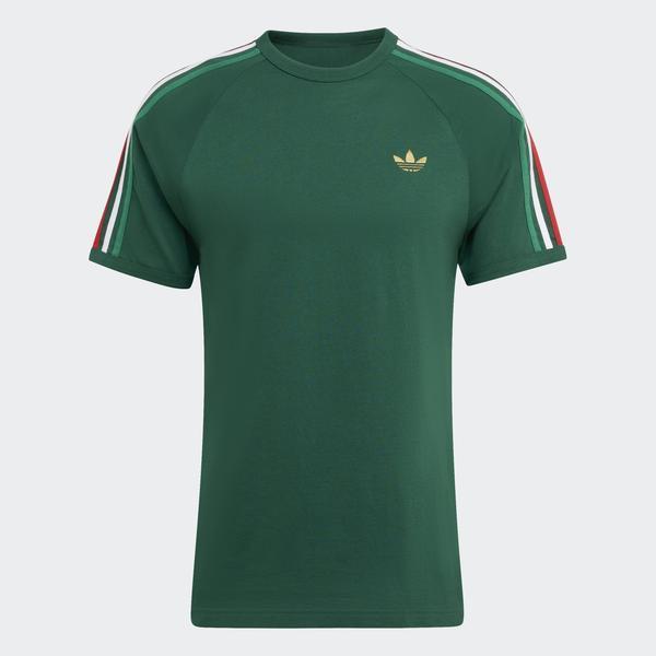 Adidas 3 Stripes Tee Dark Green - Bright Green - White - Red