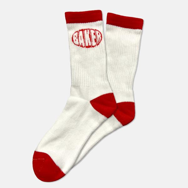 Baker Skateboards Oval Crew Socks White - Red