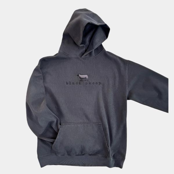 Black Sheep Embroidered OG Logo Relax Hooded Sweatshirt Faded Black