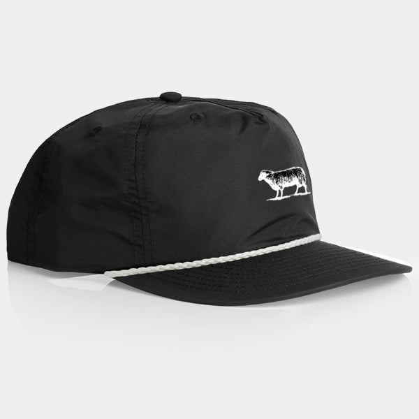 Black Sheep Nylon Rope "Surf Cap" Snapback Hat Black - White