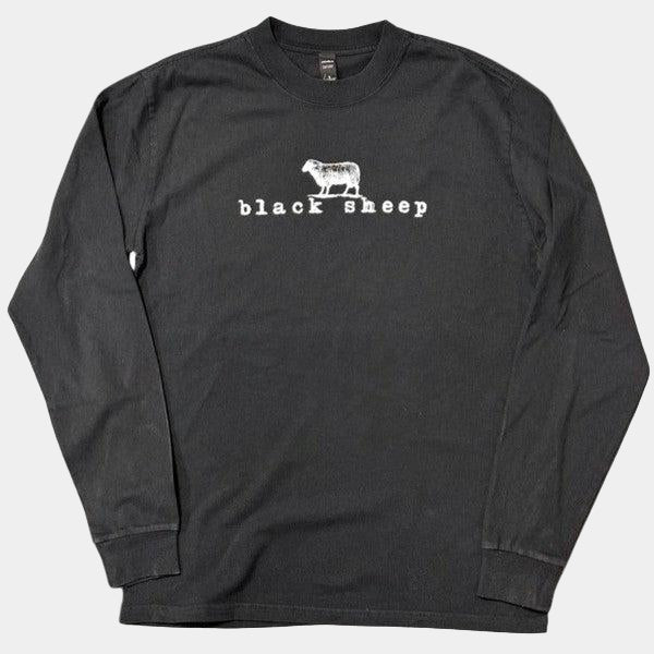 Black Sheep OG Logo Heavy Weight Faded Long Sleeve Tee Vintage Black
