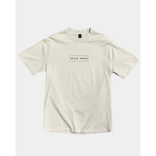Black Sheep OG Outline Box Logo Tee Heavy Weight Faded Vintage Bone