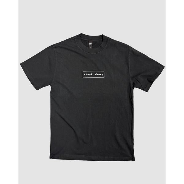 Black Sheep OG Outline Box Logo Tee Heavy Weight Faded Vintage Coal