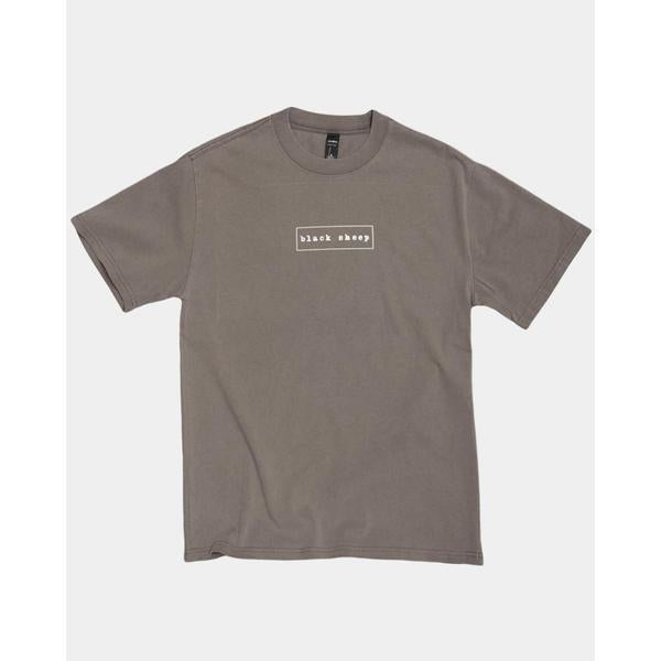Black Sheep OG Outline Box Logo Tee Heavy Weight Faded Vintage Grey