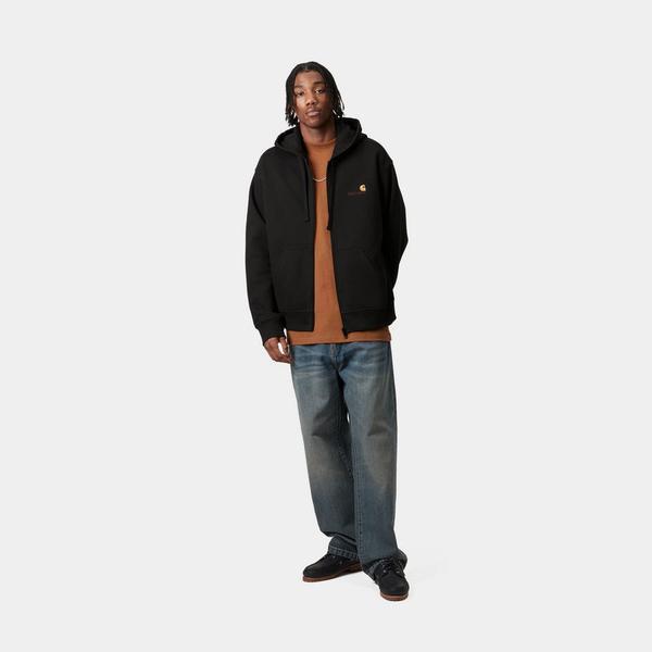 Carhartt WIP Hooded American Script Zip Jacket Black