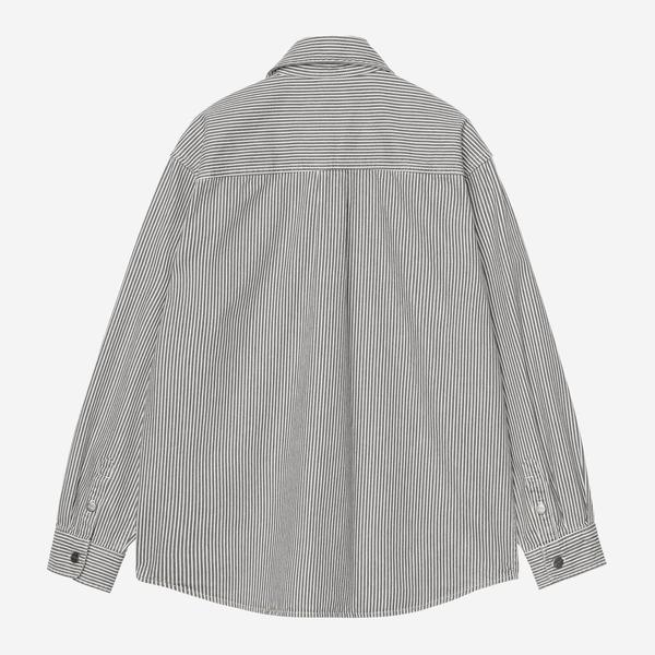 Carhartt WIP Mercer Stripe Shirt Jacket Graphite - Wax Stone Washed