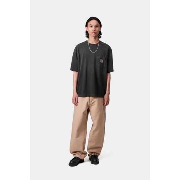 Carhartt WIP S/S Hudson Pocket T-Shirt Black (Chalk Wash)