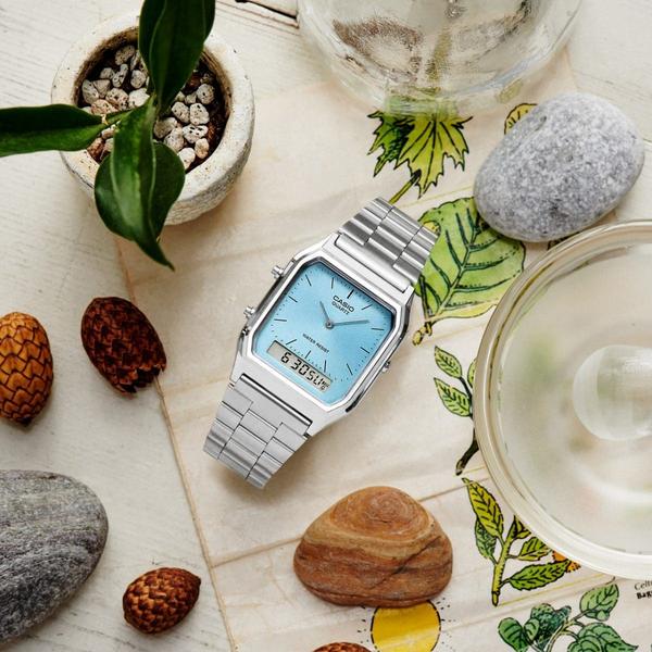 Casio Analog - Digital Vintage Watch AQ230A-2A1 Teal - Silver