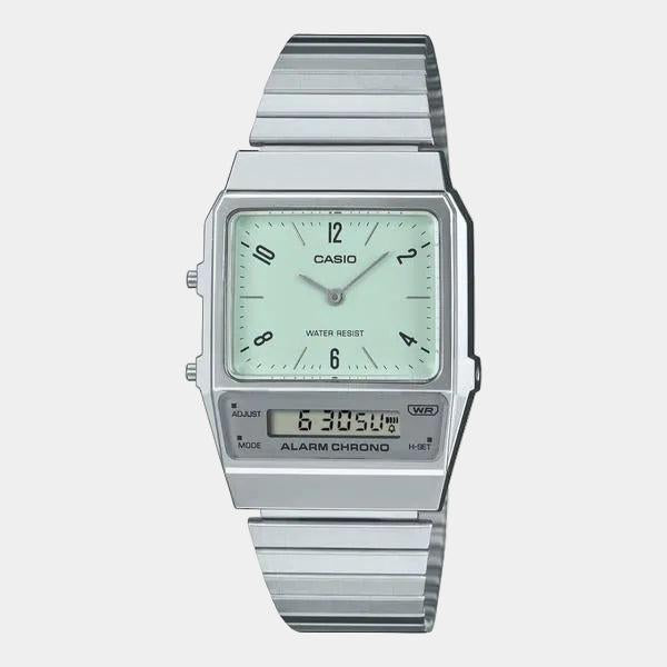 Casio Vintage Collection Analog - Digital Watch AQ800E-3AVT Silver - Light Green