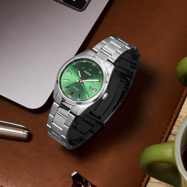 Casio Vintage Collection Analog Watch MTP1302D-3AVT Silver - Green