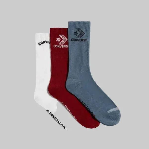 Converse Star Chevron Crew Socks 3-Pack Blue - White - Burgundy
