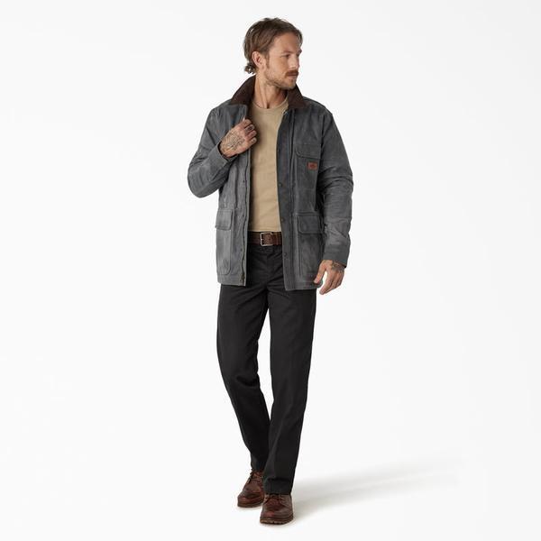 Dickies Fully Waxed Canvas Flannel Lined Chore Coat Charcoal