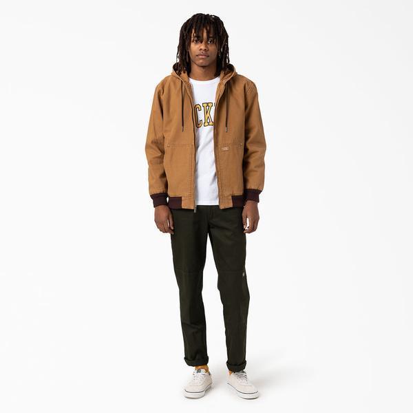 Dickies Hooded Lined Bomber Jacket Stonewashed Brown Duck