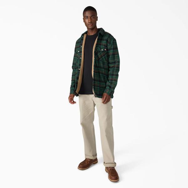 Dickies Sherpa Lined Flannel Shirt Jacket Cypress