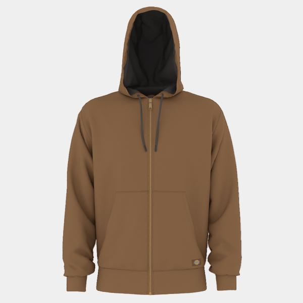 Dickies Thermal Lined Fleece Zip Hoody Brown Duck