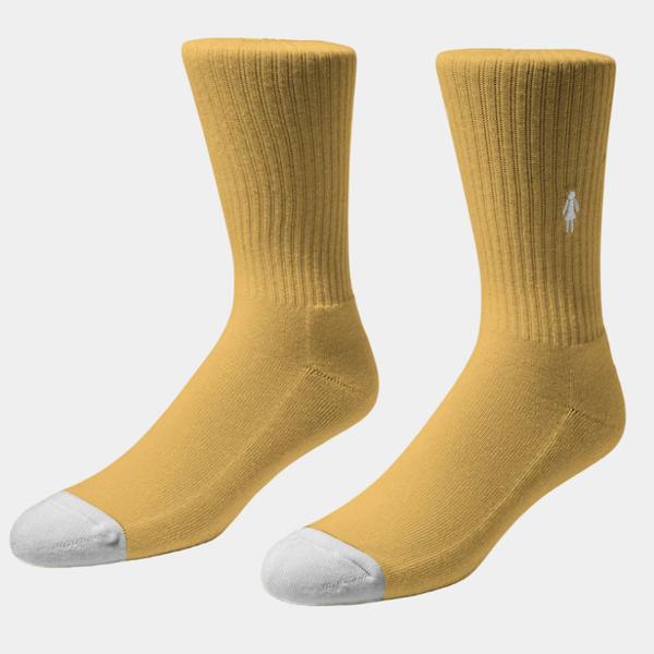 Girl Skateboards OG Embroidered Crew Socks Mustard
