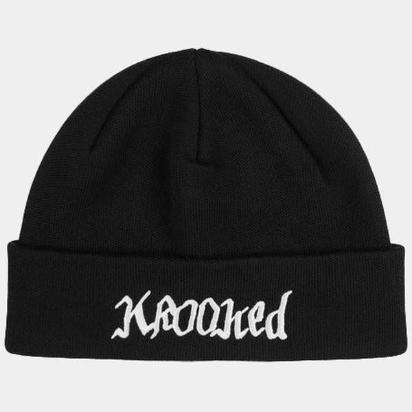 Krooked Skateboards Double OK Script Cuff Beanie Black