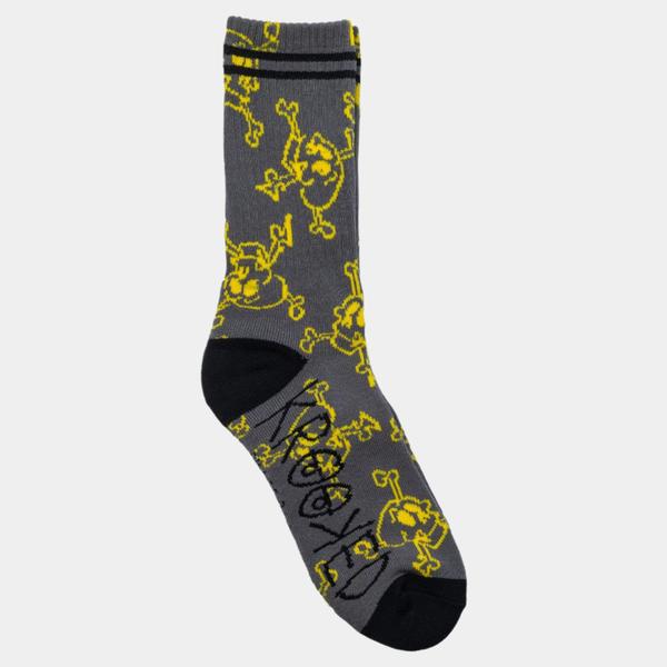 Krooked Style Crew Socks Charcoal - Yellow