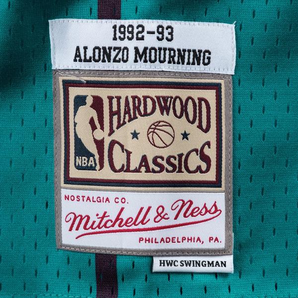 Mitchell & Ness Charlotte Hornets Alonzo Mourning 1992-93 Swingman Road Jersey - Teal