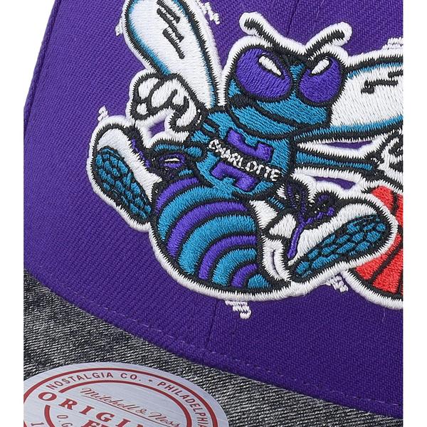 Mitchell & Ness Charlotte Hornets Denim Patchwork Pro HWC Snapback Hat Purple