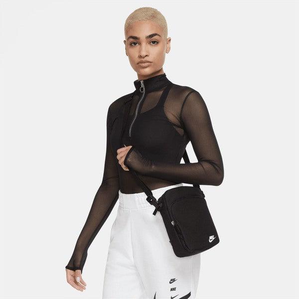 Nike Heritage Crossbody Shoulder Bag Black - White