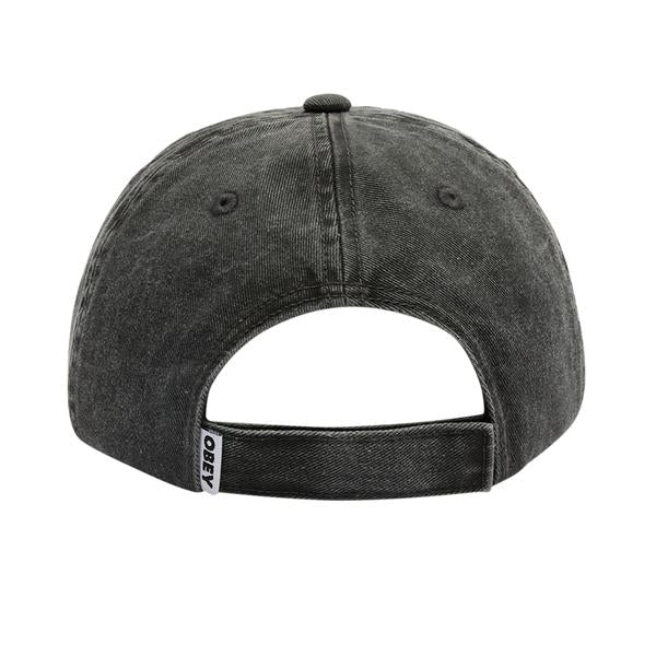 Obey Clothing Pigment Dyed Obey Records 6 Panel Strapback Hat Black