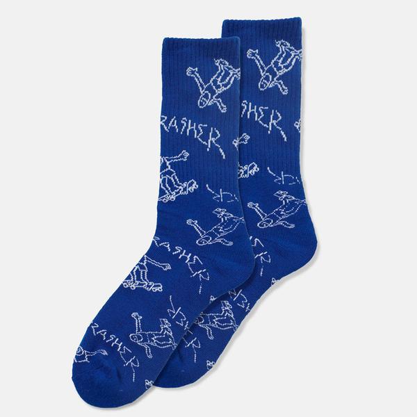 Thrasher Gonz Logo Crew Socks Blue - White