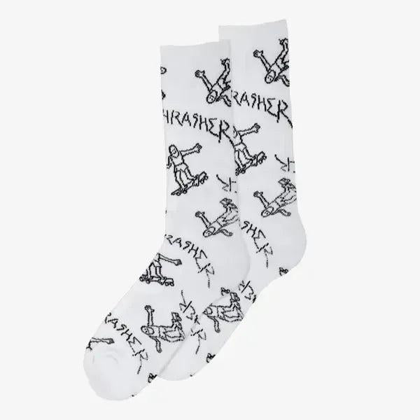 Thrasher Gonz Logo Crew Socks White
