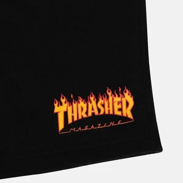 Thrasher Magazine Flame Logo P.E. Sweat Shorts Black