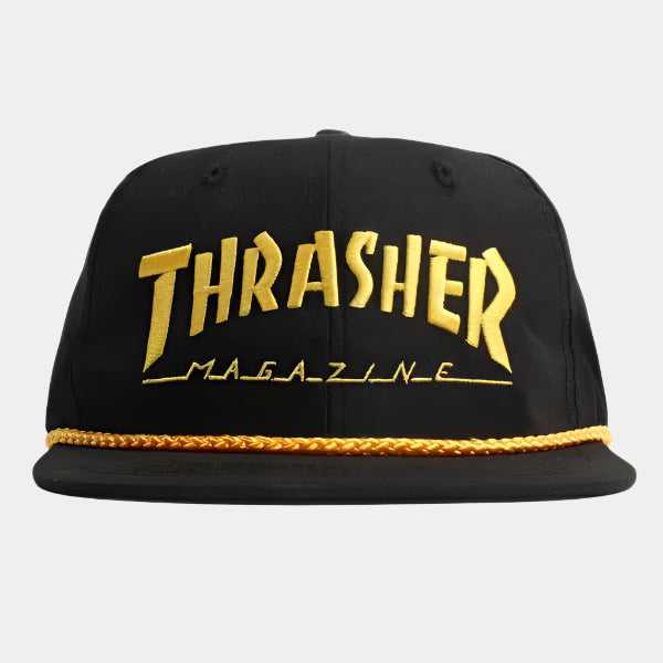 Thrasher Magazine Rope Snapback Hat Black - Gold