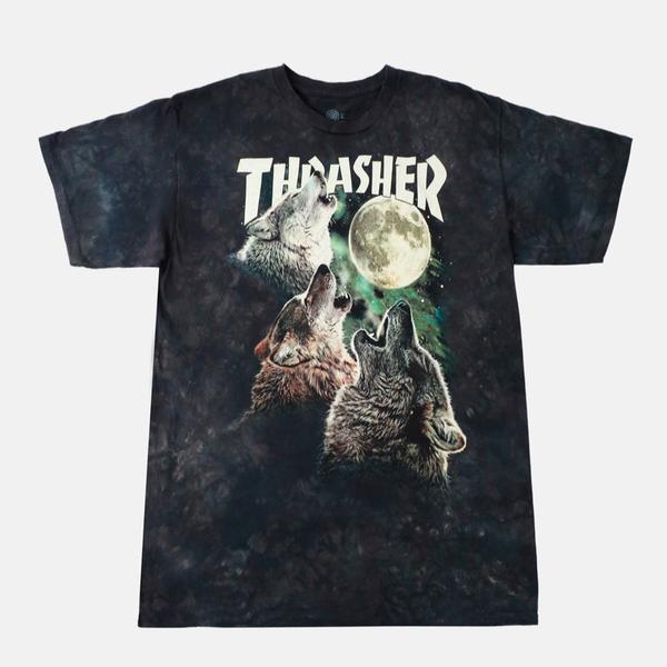 Thrasher Magazine Wolves Tie Dye T-Shirt Dark Green Tie Dye