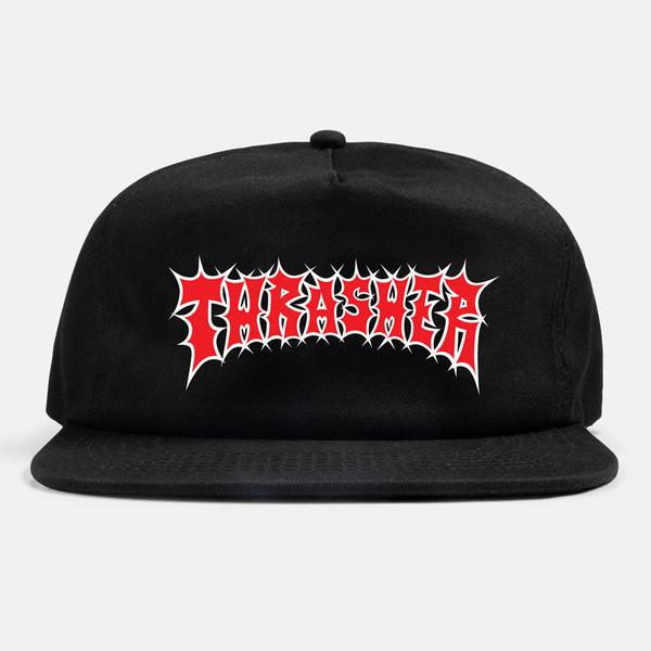 Thrasher Spikey Logo Snapback Hat Black
