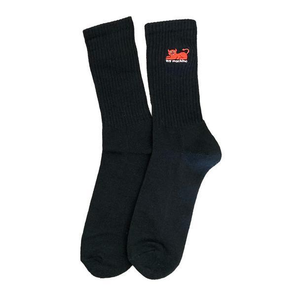 Toy Machine Embroidered Devil Cat Sock Black