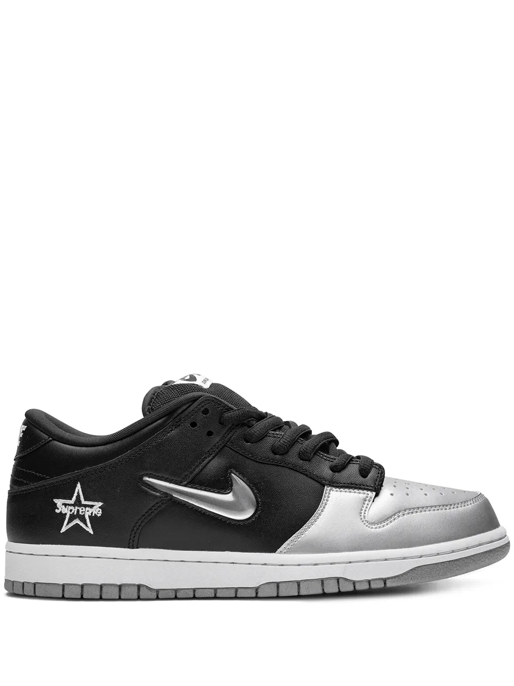 Nike X Supreme Sb Dunk Low Og Qs Jewel Swoosh Silver/Black Sneakers
