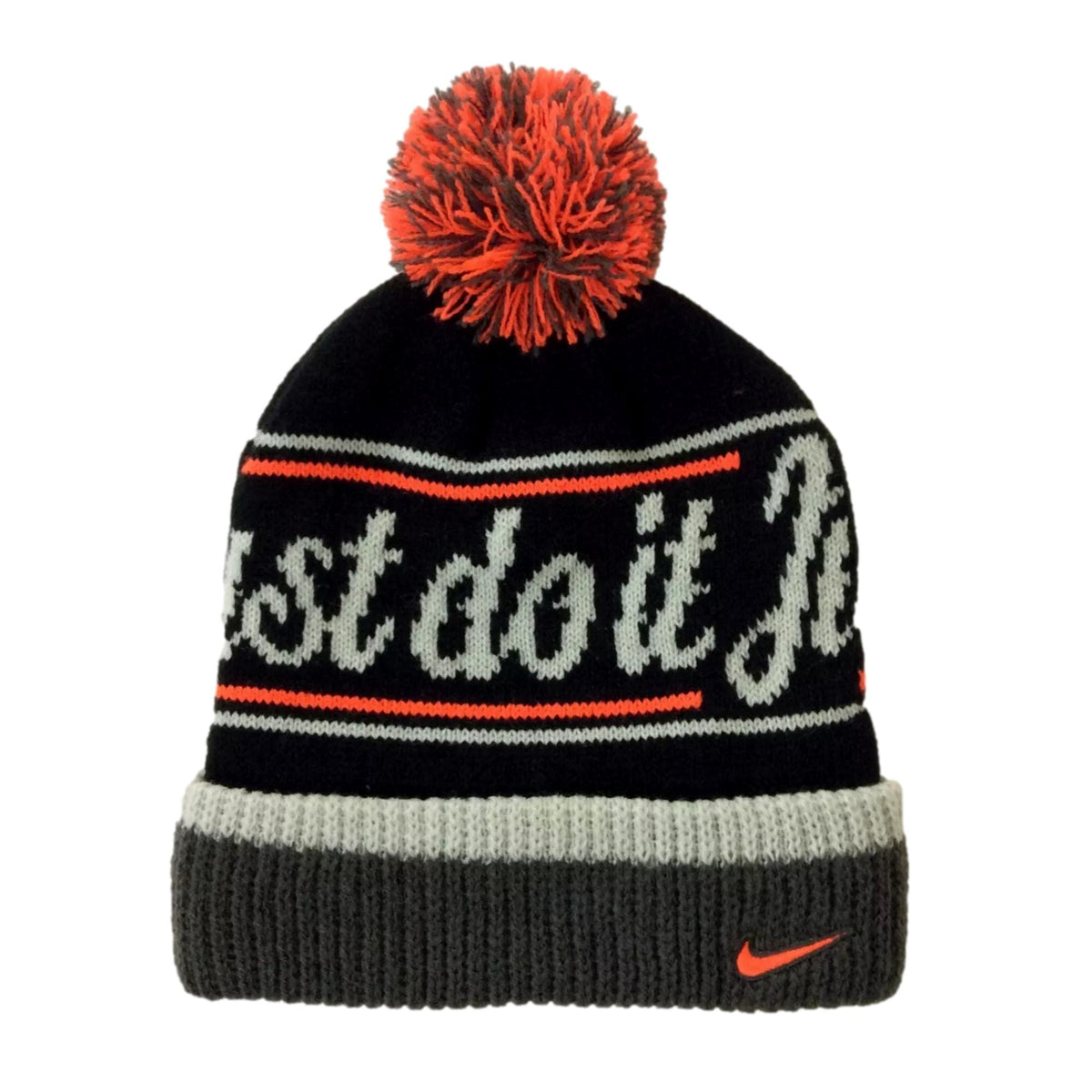 Nike Just Do It Pom Beanie Black/Orange  632116-010 Unisex