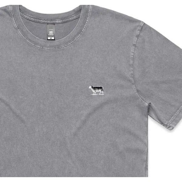 Black Sheep Embroidered Icon Tee Faded Ash Stone Wash