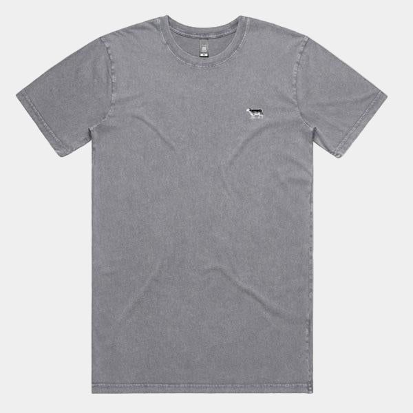 Black Sheep Embroidered Icon Tee Faded Ash Stone Wash