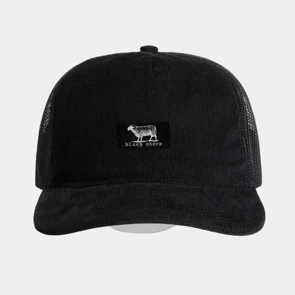 Black Sheep Icon Label Mesh Trucker Hat Black Corduroy