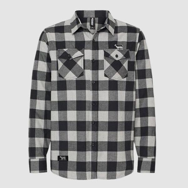 Black Sheep Icon Logo Flannel Shirt Light Grey - Black