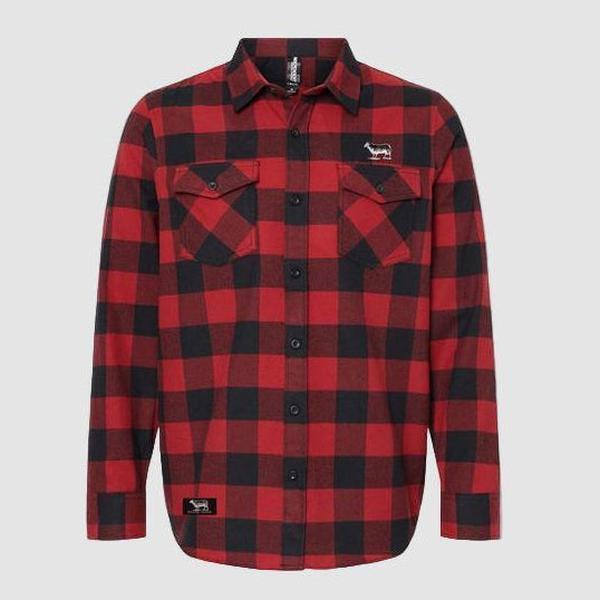 Black Sheep Icon Logo Flannel Shirt Red - Black