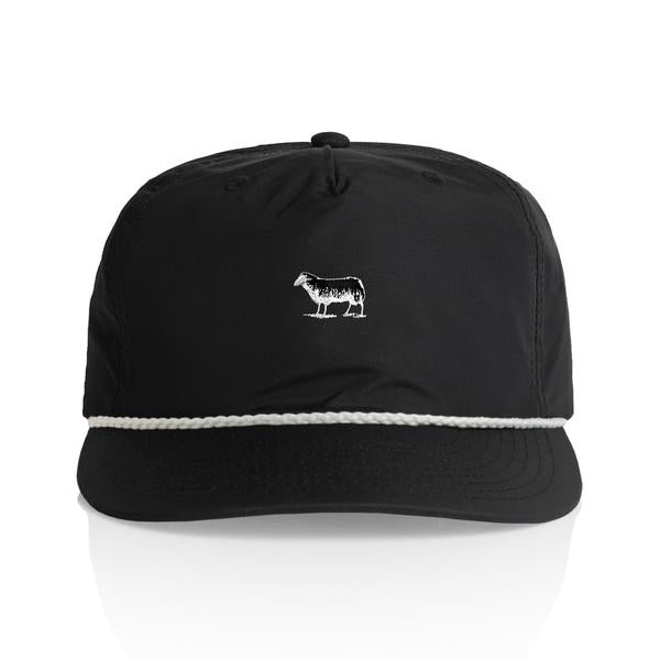 Black Sheep Nylon  Rope "Surf Cap" Snapback Hat Black - White