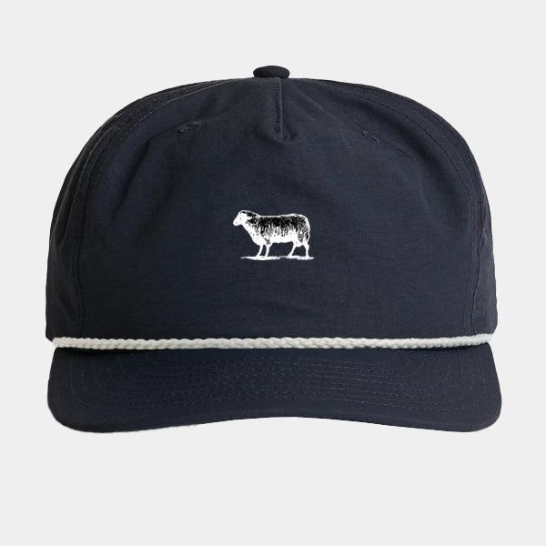 Black Sheep Nylon  Rope "Surf Cap" Snapback Hat Navy - White