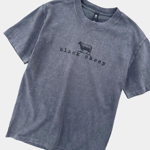Black Sheep OG Logo Heavy Weight Tee Stone Wash Coal