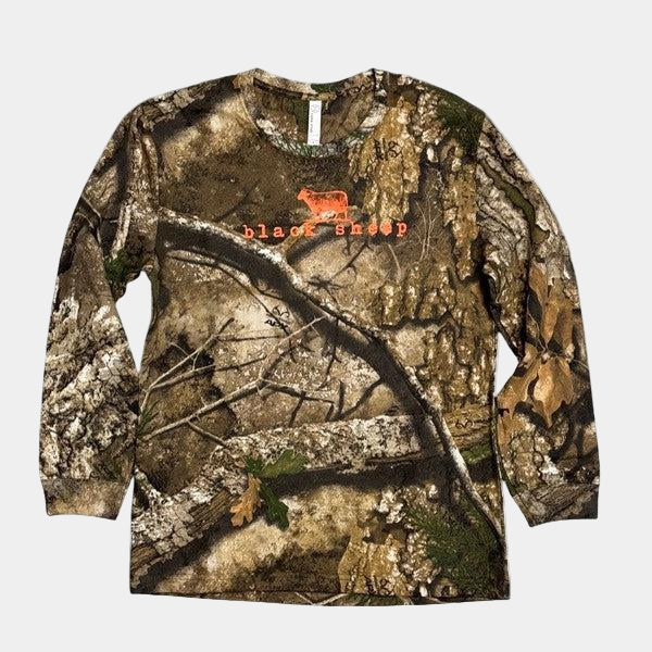 Black Sheep OG Logo Long Sleeve T-shirt Realtree Camo - Hunter Orange