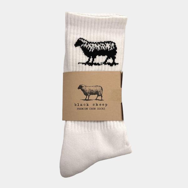 Black Sheep OG Logo Premium Crew Socks White