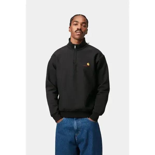 Carhartt WIP Half Zip American Script Sweatshirt Black