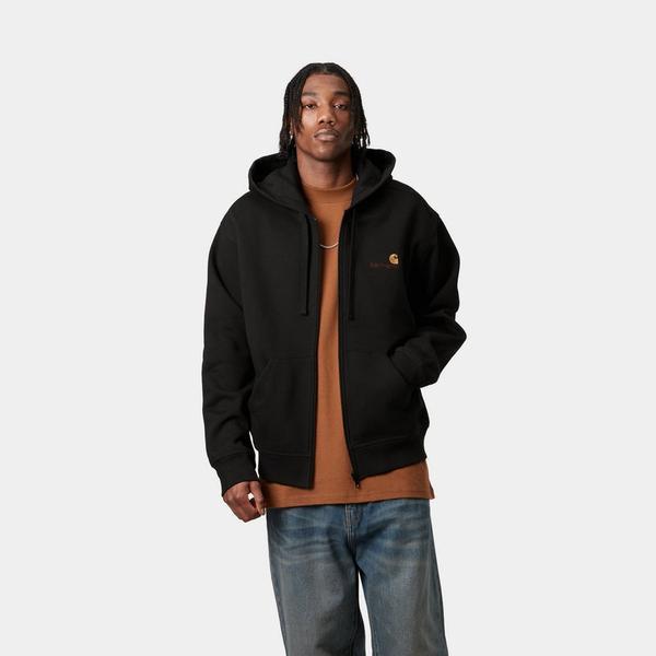 Carhartt WIP Hooded American Script Zip Jacket Black