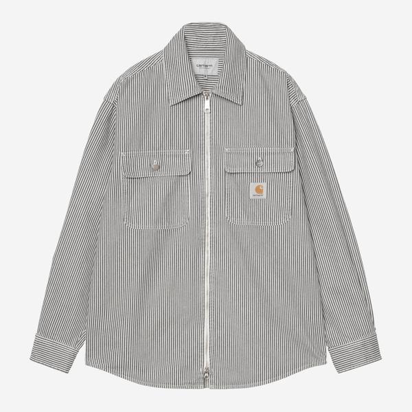 Carhartt WIP Mercer Stripe Shirt Jacket Graphite - Wax Stone Washed