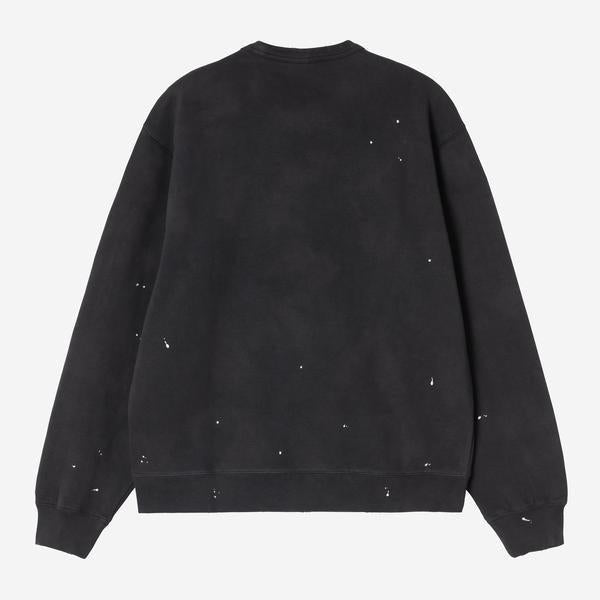 Carhartt WIP Painter Crewneck Sweatshirt Destroy Wash Splatter Black