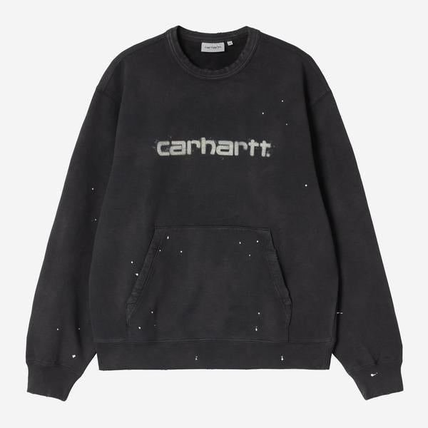 Carhartt WIP Painter Crewneck Sweatshirt Destroy Wash Splatter Black